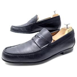 Berluti-BERLUTI LOAFERS 8.5 42.5 LOAFERS SHOES NAVY BLUE LEATHER-Navy blue