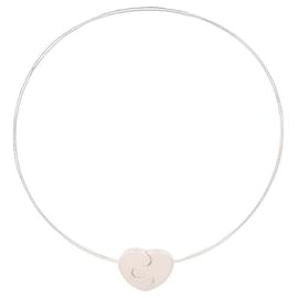 Christofle-CHRISTOFLE TORQUE DUO PUZZLE HEART NECKLACE 44 Solid silver 925 SILVER NECKLACE-Silvery
