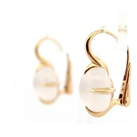 Pomellato-NEUF BOUCLES D'OREILLES POMELLATO VELENO OR 18K & QUARTZ BLANC EARRINGS-Doré