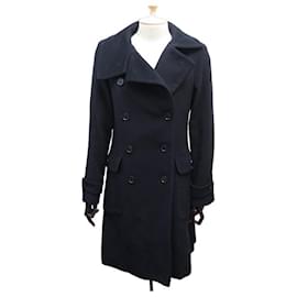 Burberry-NEW BURBERRY LONG LC COAT.2379 S 36 WOOL & CASHMERE BLUE COAT JACKET-Navy blue