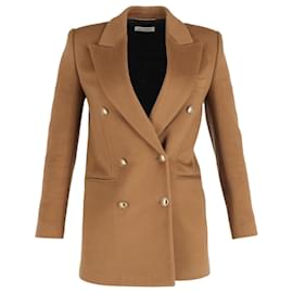 Saint Laurent-Saint Laurent lined-Breasted Blazer in Tan Wool and Cashmere Blend-Brown,Beige