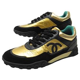 Chanel-NEW CHANEL G SHOES34086 Sneakers 38.5 IN GOLD LEATHER + SNEAKERS BOX-Golden