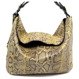 Loewe-NEW LOEWE LANA HANDBAG IN BEIGE PYTHON LEATHER LEATHER SHOULDER BAG-Beige