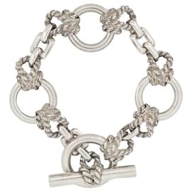 Hermès BRACCIALE VINTAGE HERMES DOUARNENEZ MARIN NODO16/17 Argento massiccio 58CORDA GR Argento