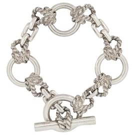Hermès-VINTAGE HERMES DOUARNENEZ MARIN KNOT BRACELET16/17 Solid silver 58GR CORDAGE-Silvery