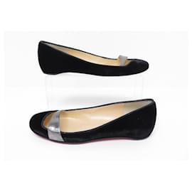 Christian Louboutin-NEW CHRISTIAN LOUBOUTIN BALLERINA SHOES 36 BLACK VELVET VELVET SHOES-Black