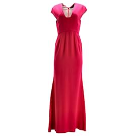 Roland Mouret-Roland Mouret Square-Neck Cut-Out Back Evening Dress in Pink Viscose-Pink