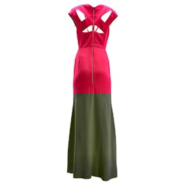 Roland Mouret-Roland Mouret Square-Neck Cut-Out Back Evening Dress in Pink Viscose-Pink