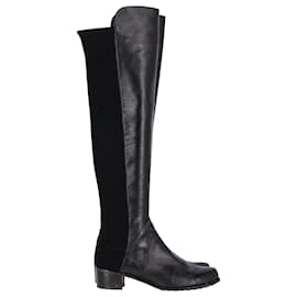 Stuart Weitzman-Stuart Weitzman Reserve Cuissardes Knee Boots in Black Leather-Black