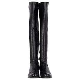 Stuart Weitzman-Stuart Weitzman Reserve Cuissardes Knee Boots in Black Leather-Black