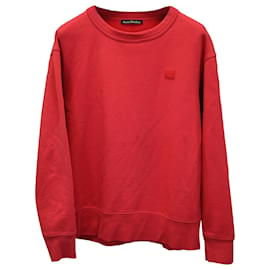 Acne-Acne Studios Fairview Face Crew Pullover aus roter Baumwolle-Rot