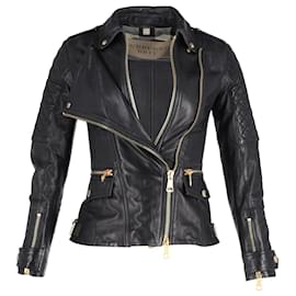 Burberry-Chaqueta motera Burberry Remington Moto en piel de cordero negra-Negro