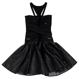 Versace-Vestido de festa Versace Crisscross em algodão preto-Preto
