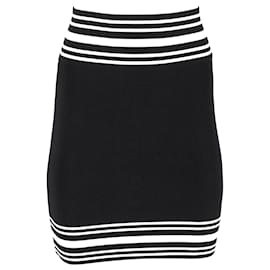 Balmain-Mini-jupe en maille stretch rayée Balmain en viscose noire-Noir