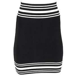 Minifalda de punto elástico a rayas Balmain en viscosa negra Negro