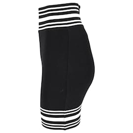 Balmain-Balmain Striped Stretch Knit Mini Skirt in Black Viscose-Black