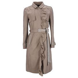 Dolce & Gabbana Trench Coat com babados e cinto em algodão bege Bege