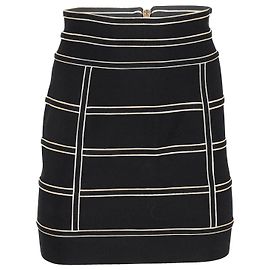 Balmain Mini saia de malha elástica com debrum metálico em viscose preta Preto