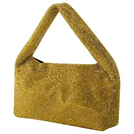 Donna Karan-Mini-Achseltasche mit Kristallen – Kara – Mesh – Gold-Golden,Metallisch