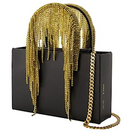 Donna Karan-Midi Crystal Fringe Bag - Kara - Leather - Black/Gold-Black