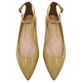 Gianvito Rossi-Gianvito Rossi Gia Ankle Strap Ballet Flats in Nude Patent Leather-Flesh