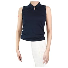 Hermès-Top de malha sem mangas azul - tamanho M-Azul