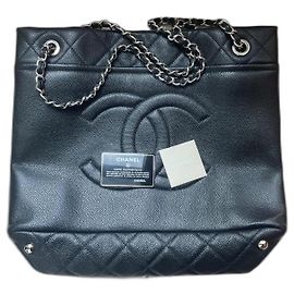 Chanel Shopper Bag Black Caviar Leather Black