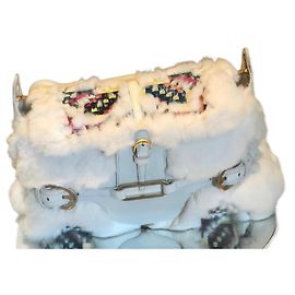 Jimmy Choo Tulita White Rabbit Fur Handbag White