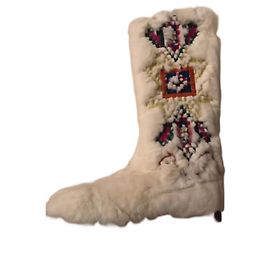 Jimmy Choo Leone white rabbit fur snow boots White