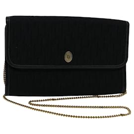 Christian Dior-Christian Dior Trotter Canvas Chain Shoulder Bag Black Auth 50481-Black
