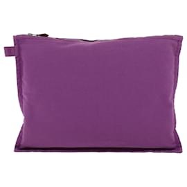 Hermès-HERMES Bora Bora Pouch Canvas Large Medium Small 3Set Pink Purple Auth ac2093-Pink,Purple