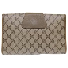 Gucci-GUCCI GG Canvas Web Sherry Line Clutch Bag PVC Leather Beige Red Auth ep1380-Red,Beige,Green