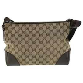 Gucci-GUCCI GG Canvas Shoulder Bag Leather Beige 114273 203998 auth 50985-Beige