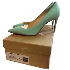 Escarpins Christian Louboutin Daim Turquoise Turquoise