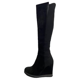 Stuart Weitzman Wedge Boots Black Suede Black
