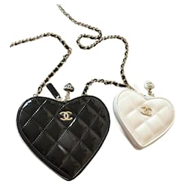 Chanel-Mini sacs coeur Chanel-Noir,Blanc