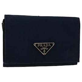Pre-owned Prada Blue Saffiano Leather Logo Flap Continental Wallet