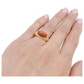 Autre Marque-O ring.J.Perrin, yellow gold, Coral.-Other