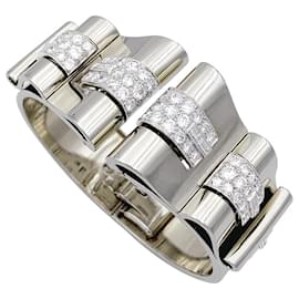 Autre Marque-Bracelet Art Déco René Boivin, platine, or blanc, diamants.-Autre