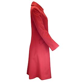 Autre Marque-Fleurette Pomegranate Wool Trench Coat-Red