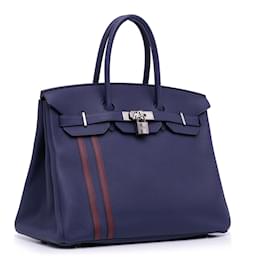Hermès-Bleu Hermès 2018 Birkin Retourne, officier du Togo Swift 30-Bleu