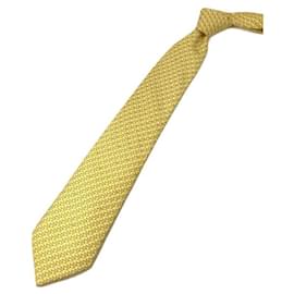 Hermès-*** Cravatta HERMES in seta integrale-Giallo