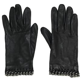Hermès-***HERMES  leather gloves-Black