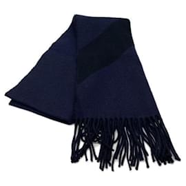 Hermès-*** HERMES  Kazak Chevron cashmere scarf-Navy blue