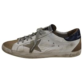 Golden Goose-Golden Goose Low Superstar Sneakers in White Leather-White