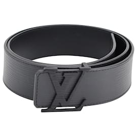 Louis Vuitton-Ceinture Louis Vuitton LV Initiales en Cuir Epi Noir-Noir