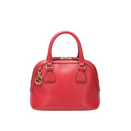Gucci-GG Charm Leather Handbag-Red