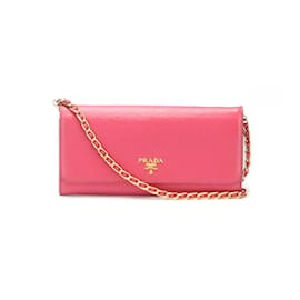 Prada-Prada Vitello Move Metal Oro Wallet on Chain Leather Shoulder Bag in Good condition-Pink