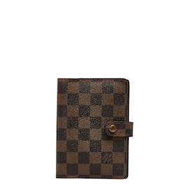 Louis Vuitton-Louis Vuitton Damier Ebene Agenda PM Canvas Notebook Cover R20700 in guter Kondition-Braun