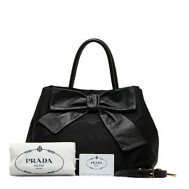 Prada Borsa con fiocco in tessuto logo Fiocco Nero